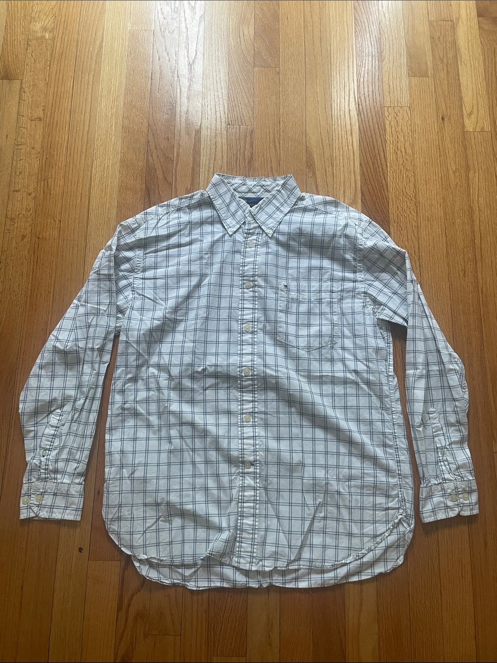 Tommy Hilfiger Button up Shirt with Light Blue Plaid button down dress t-shirt